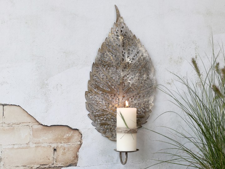 Chic Vire Candlestick For Wall Art Leaf